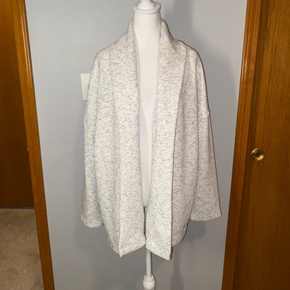 Fabletics Vanessa Quilted Open Front Cardigan Cozy Pockets Herringbone‎ Knit M